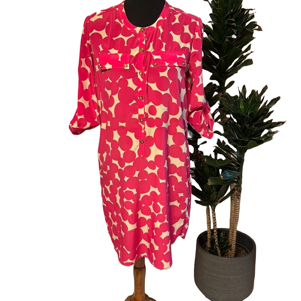 Pink And Cream Shirt DRess Dress